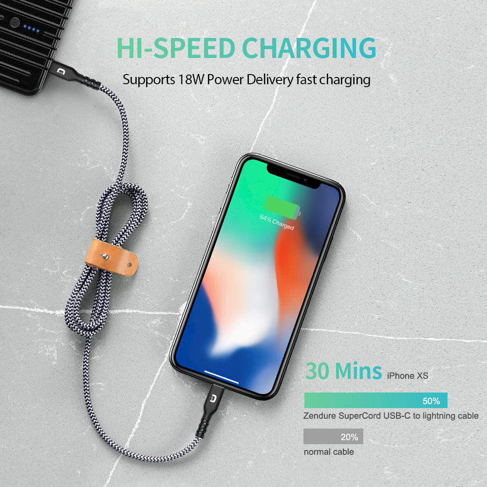 SuperCord USB-C to Lightning Cable (1m/3.3 ft.)
